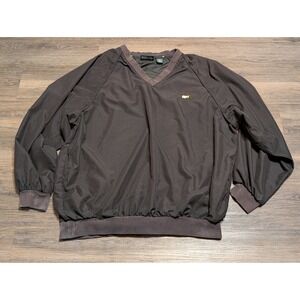 Masters Collection Mens XXL V-Neck Windshirt Pullover Brown Golf Jacket READ